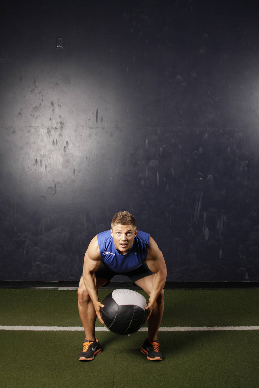 Backward Medicine Ball Throw — start position