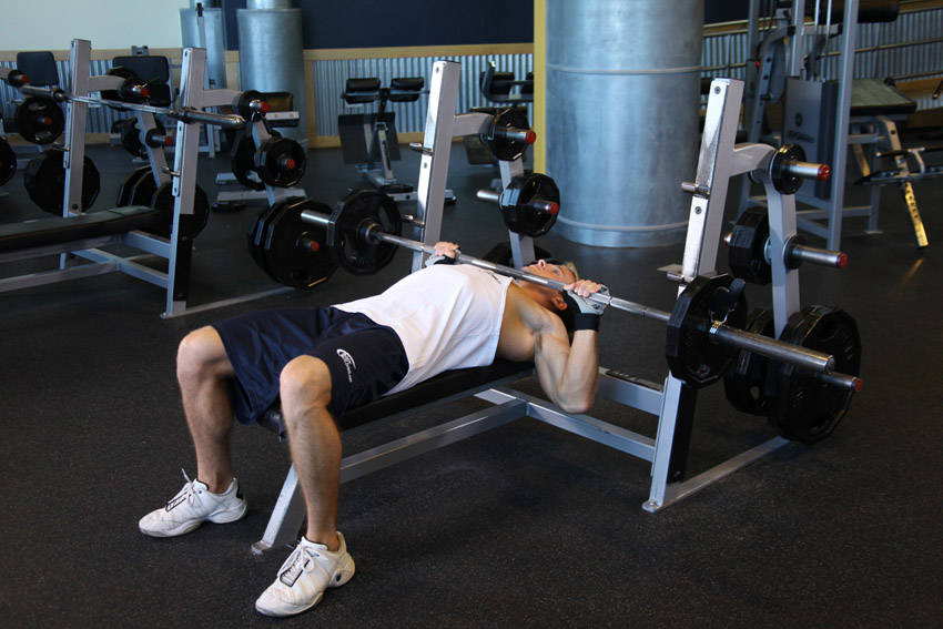 Barbell Guillotine Bench Press — end position