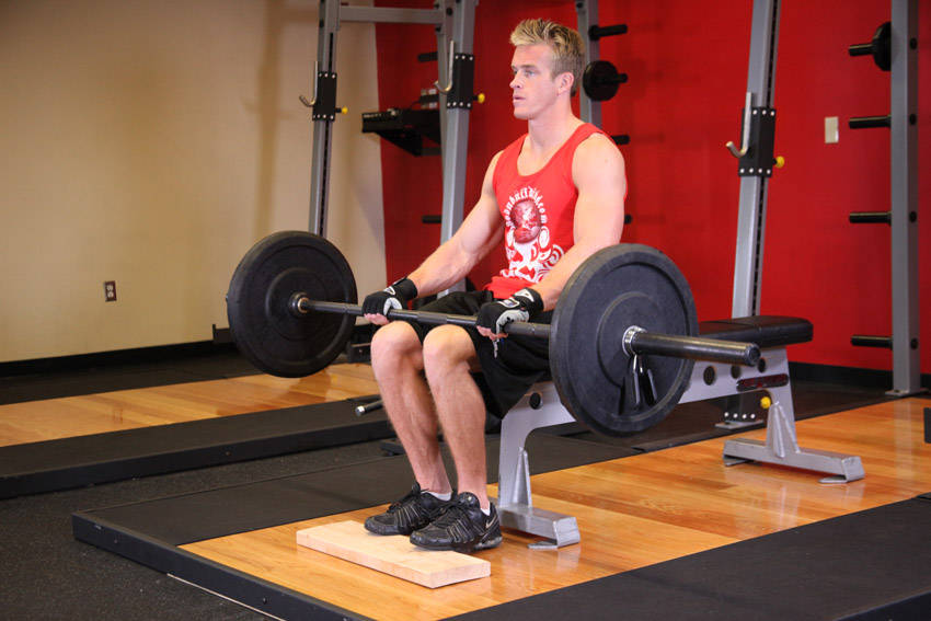 Barbell Seated Calf Raise — start position