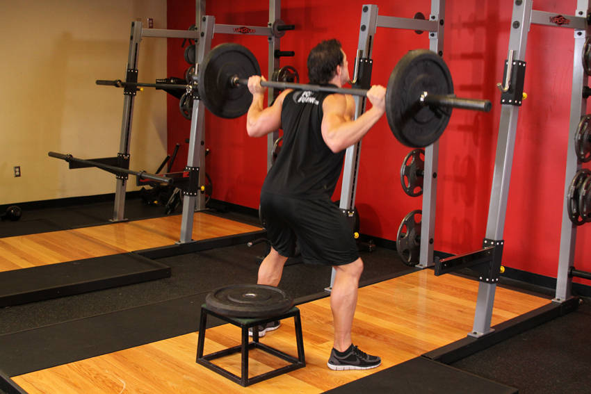 Barbell Squat To A Bench — start position
