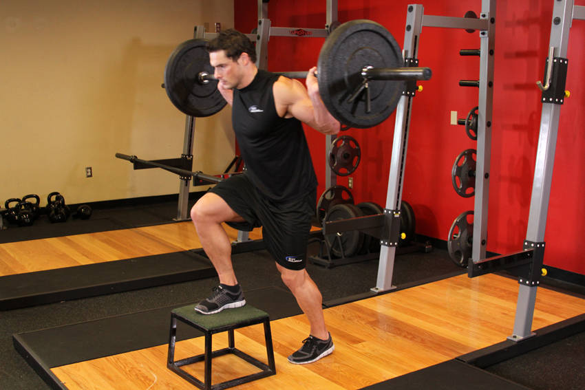 Barbell Step Ups — start position