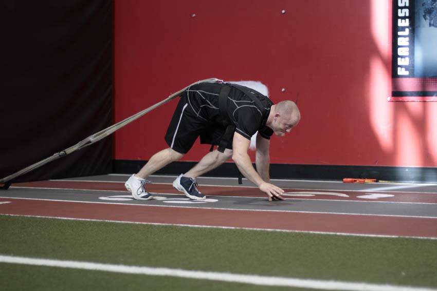 Bear Crawl Sled Drags — start position
