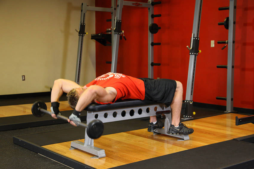 Bent-Arm Barbell Pullover — start position
