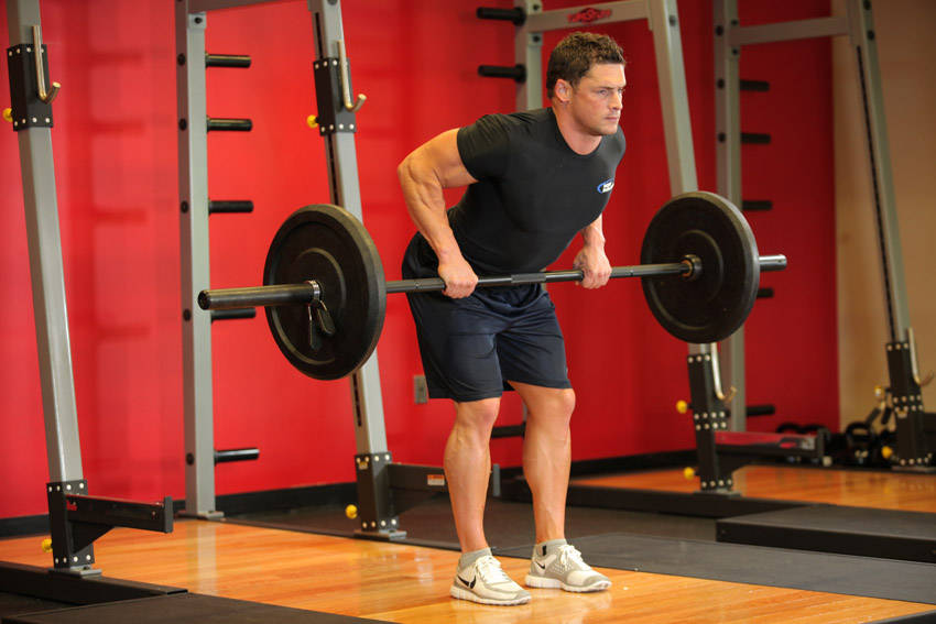 Barbell Bent-Over Row — end position