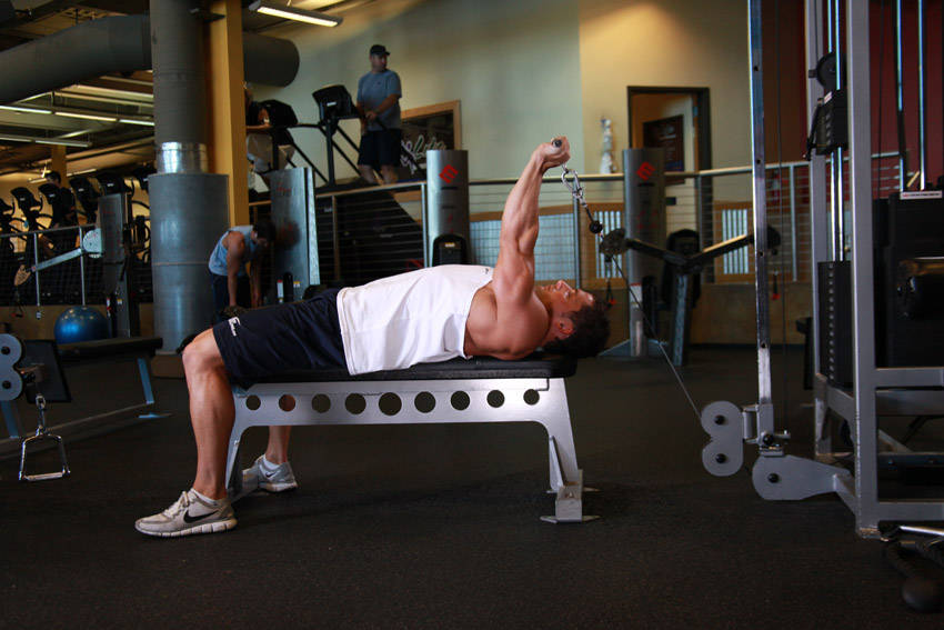 Cable Lying Triceps Extension — end position
