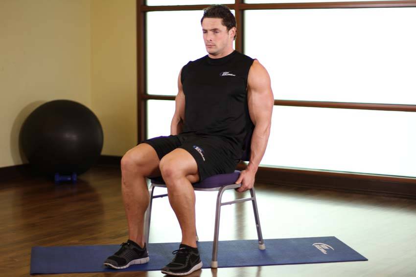 Chair Leg Extended Stretch — start position