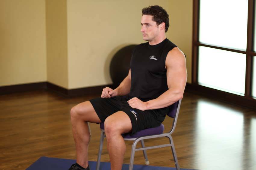 Chair Upper Body Stretch — start position