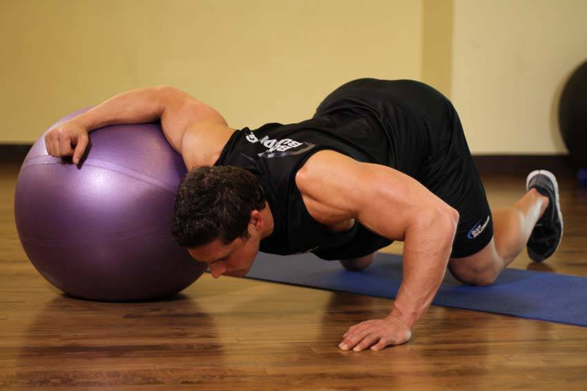 Chest Stretch on Stability Ball — start position