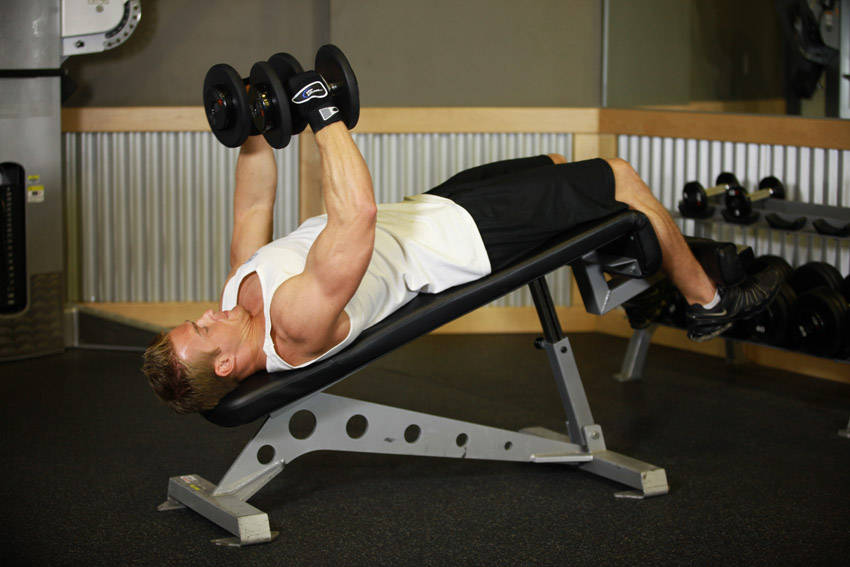 Decline Dumbbell Flyes — start position