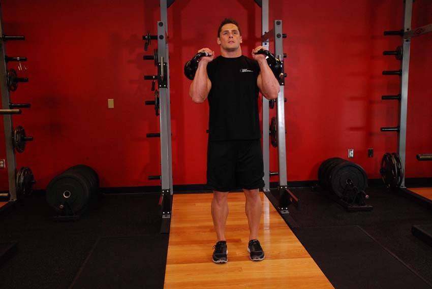 Double Kettlebell Jerk — start position