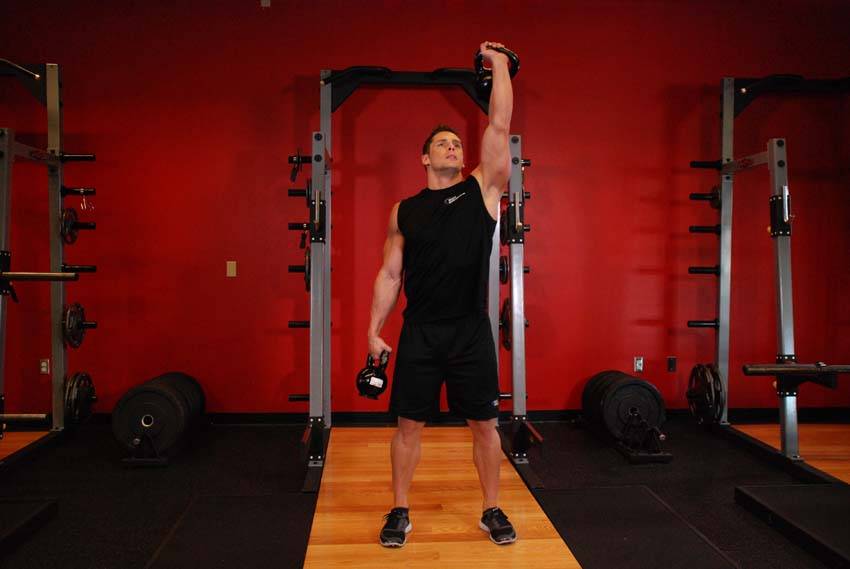 Double Kettlebell Windmill — start position