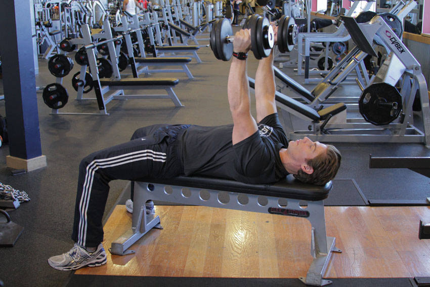 Dumbbell Bench Press with Neutral Grip — start position