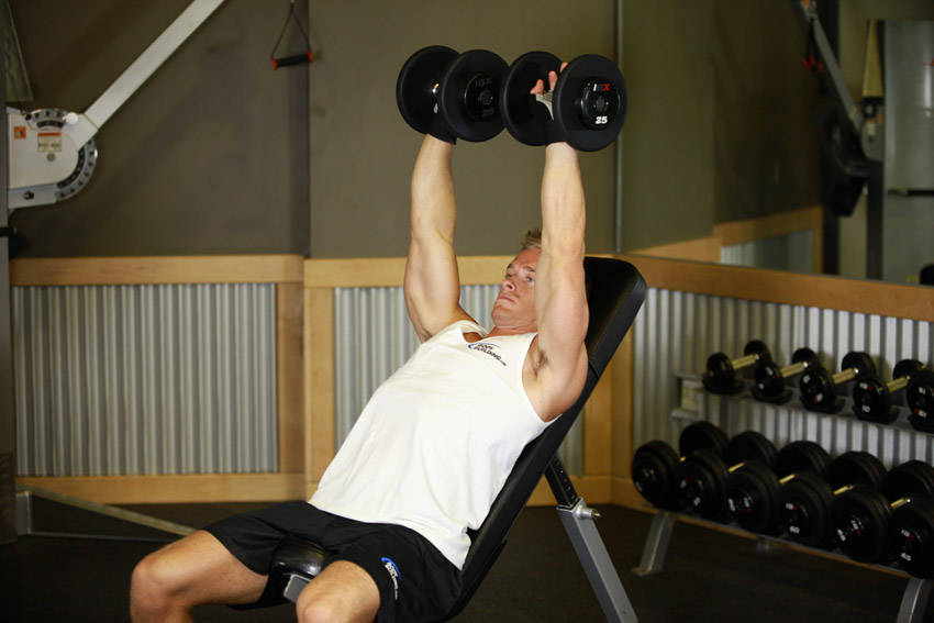 Dumbbell Incline Shoulder Raise — start position