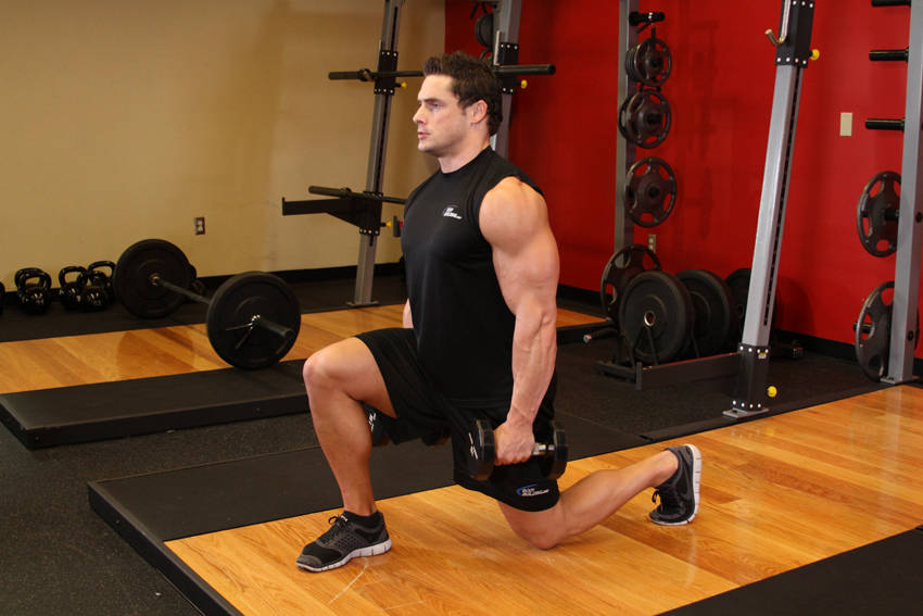 Dumbbell Lunges — end position