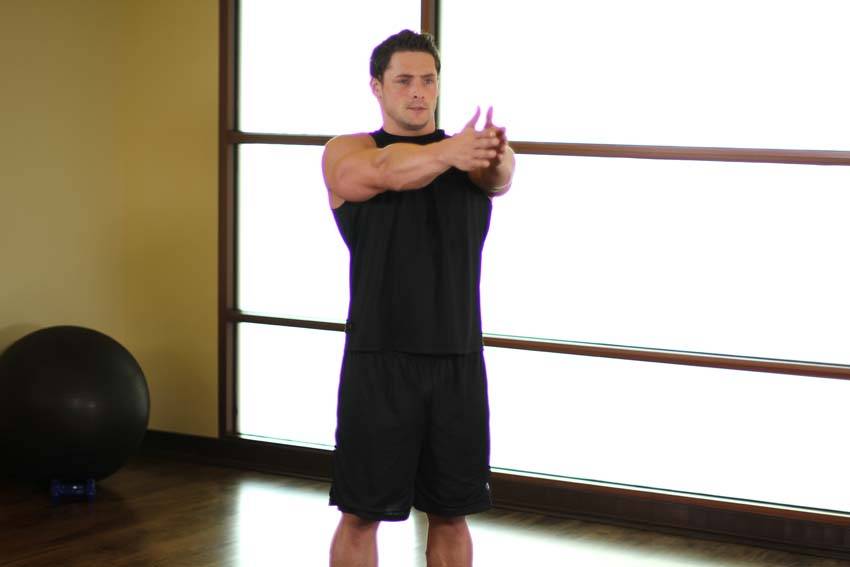 Dynamic Chest Stretch — start position