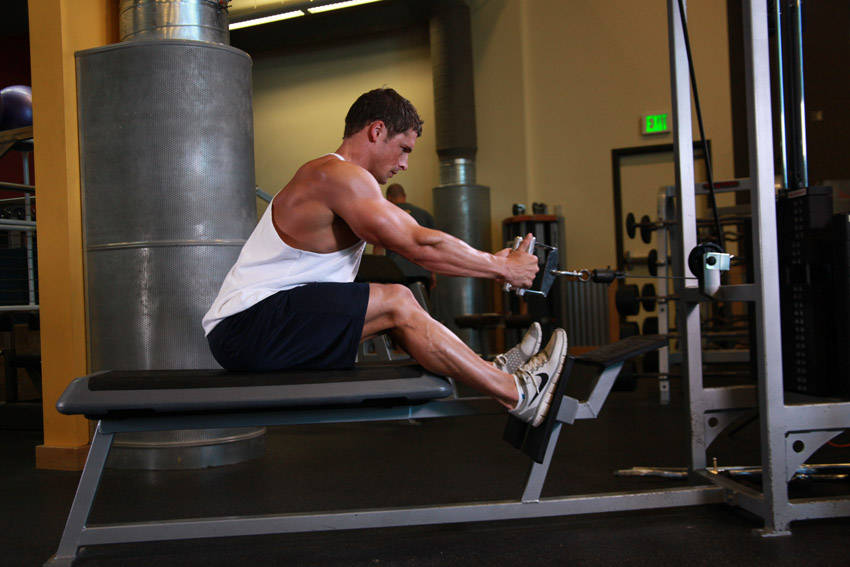 Elevated Cable Rows — start position