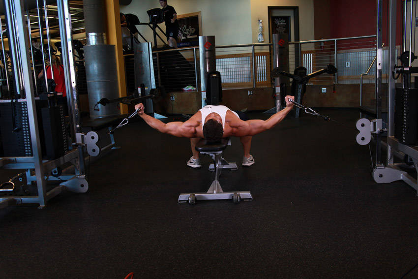 Flat Bench Cable Flyes — start position