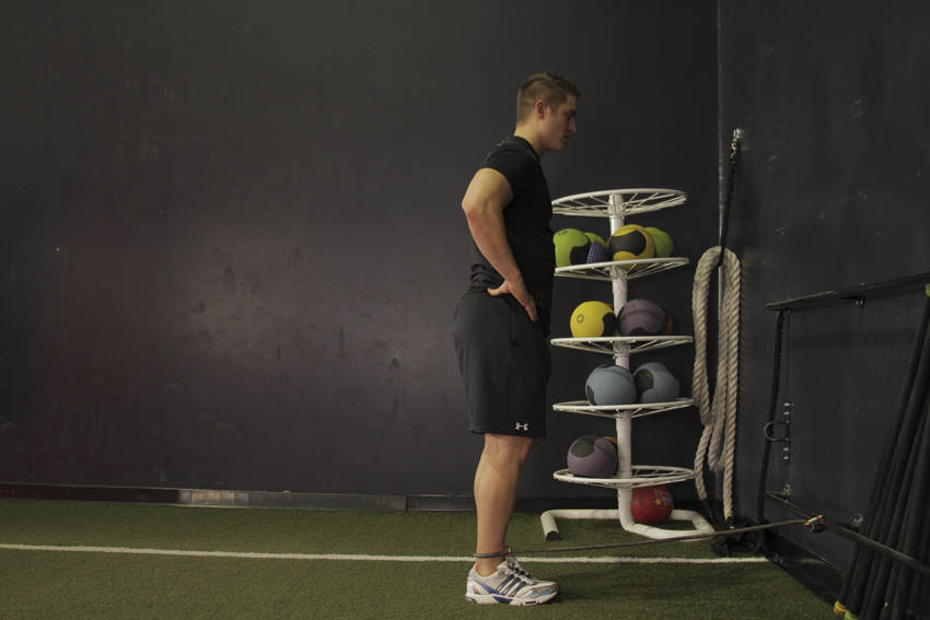 Hip Extension with Bands — start position