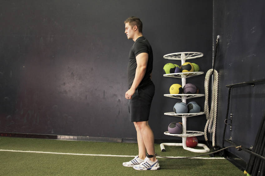 Hip Flexion with Band — start position