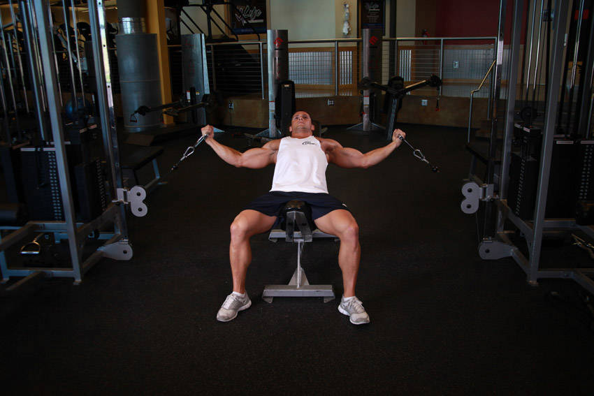 Incline Cable Flye — start position