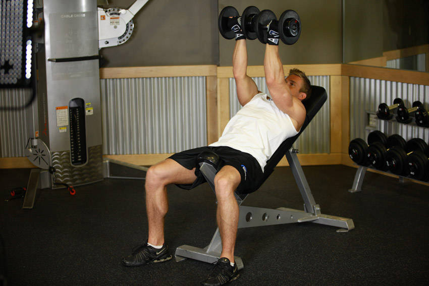 Incline Dumbbell Flyes - With A Twist — end position