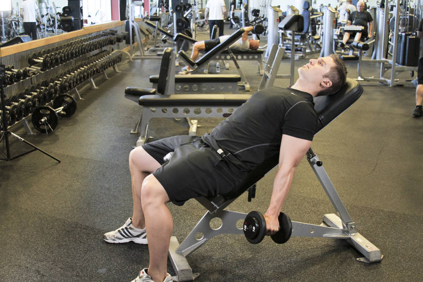 Incline Hammer Curls — start position
