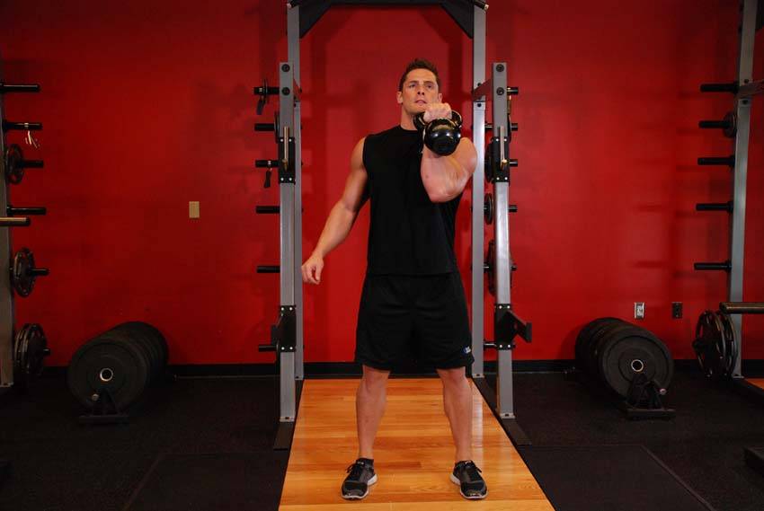 Kettlebell Arnold Press — start position