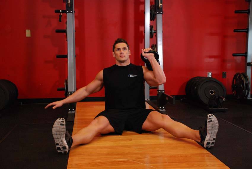 Kettlebell Seated Press — start position