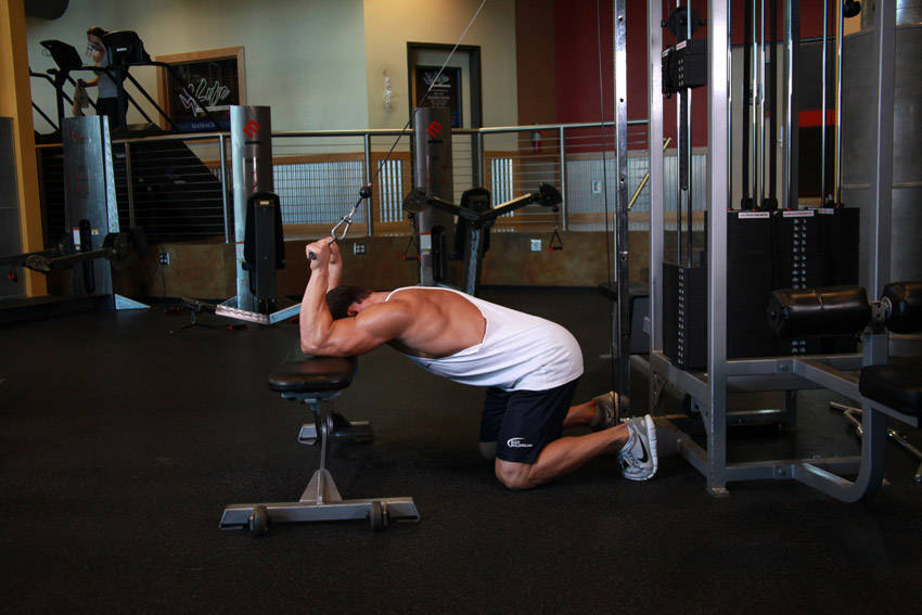 Kneeling Cable Triceps Extension — start position