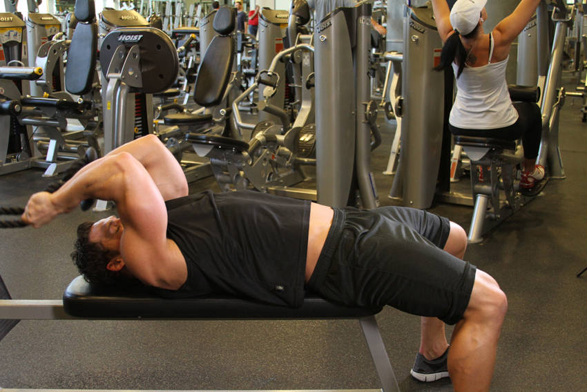 Low Cable Triceps Extension — start position