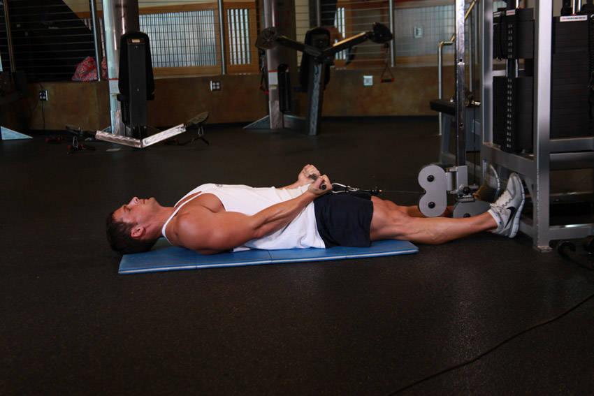 Lying Cable Curl — start position