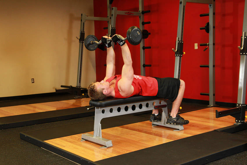 Lying Close-Grip Barbell Triceps Press To Chin — start position