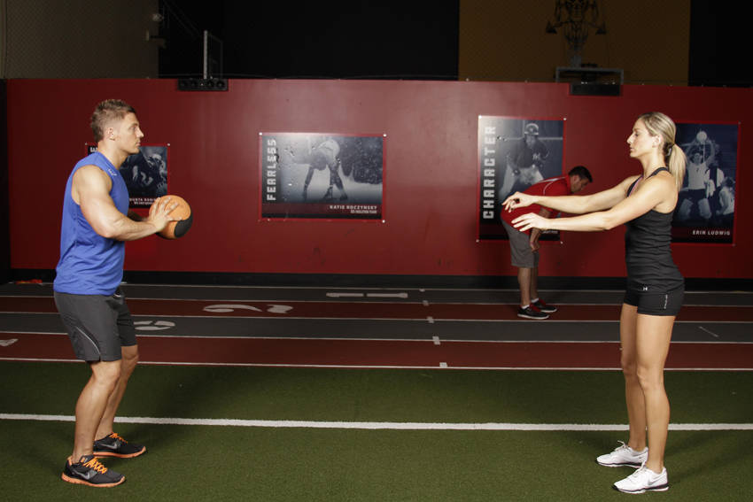 Medicine Ball Chest Pass — start position
