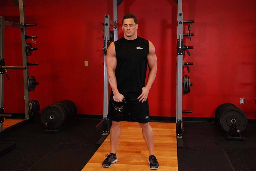 One-Arm Kettlebell Clean — start position