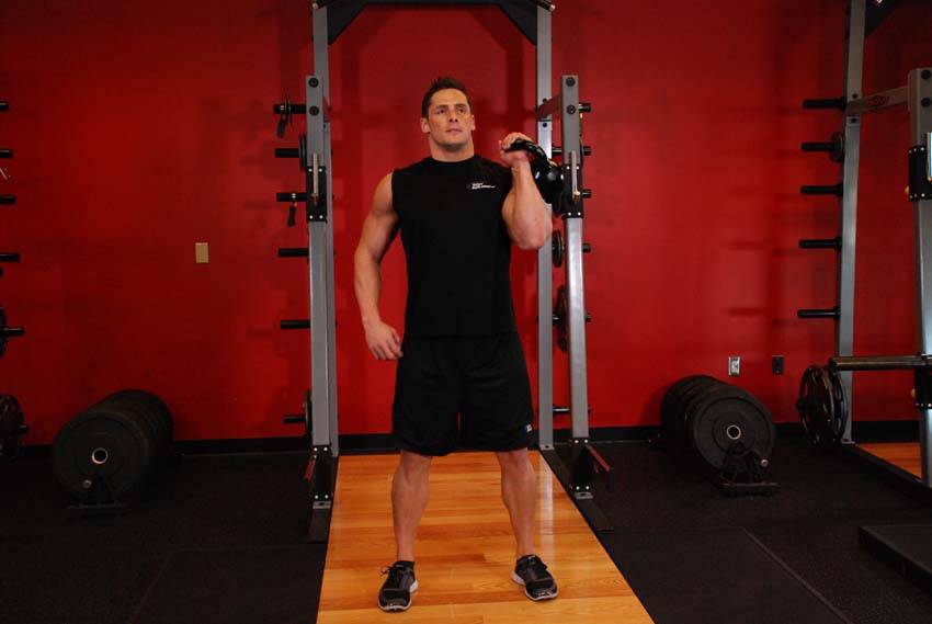 One-Arm Kettlebell Military Press To The Side — start position