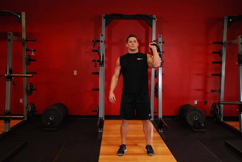 One-Arm Kettlebell Push Press — start position