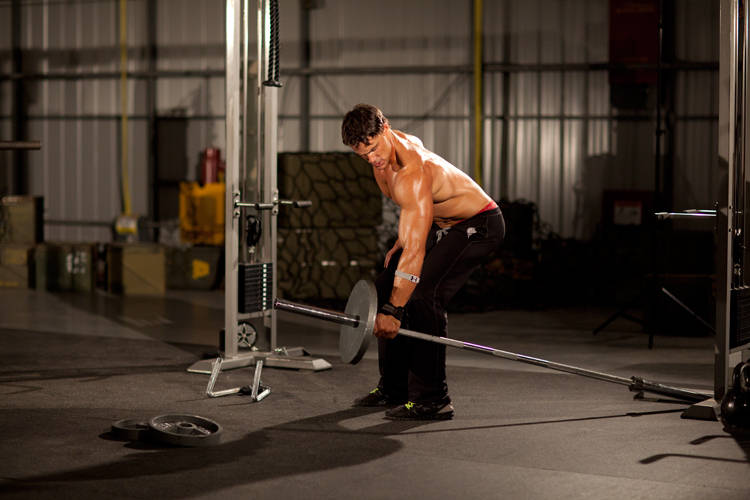 One-Arm Long Bar Row — start position