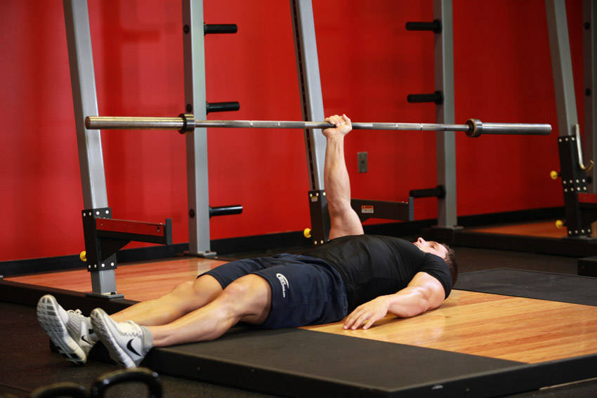 One Arm Floor Press — end position