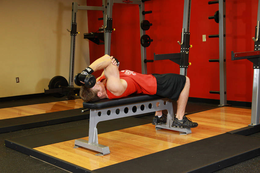 One Arm Supinated Dumbbell Triceps Extension — start position