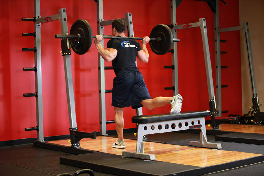 One Leg Barbell Squat — start position