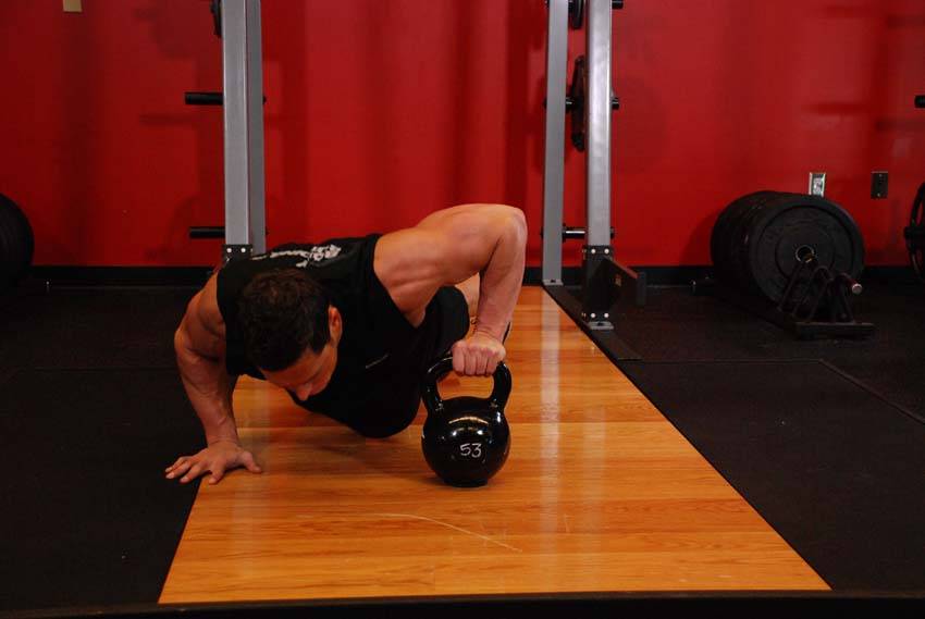 Plyo Kettlebell Pushups — start position