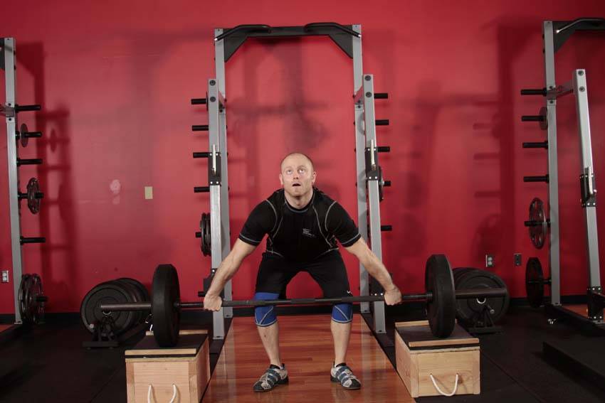 Power Snatch from Blocks — start position