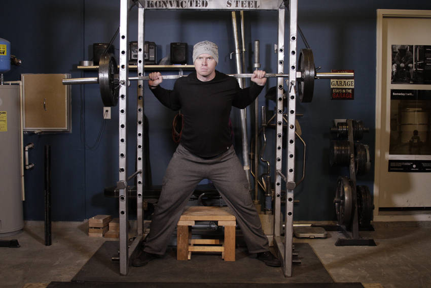 Reverse Band Box Squat — start position