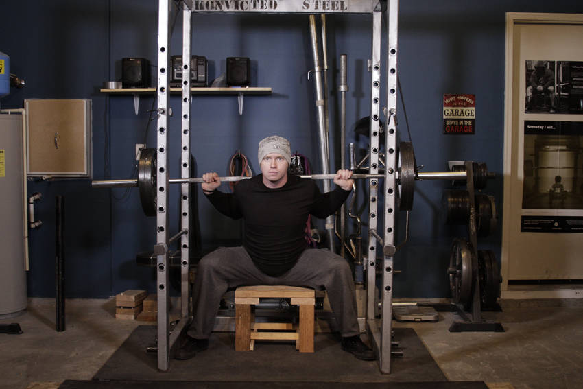 Reverse Band Box Squat — end position
