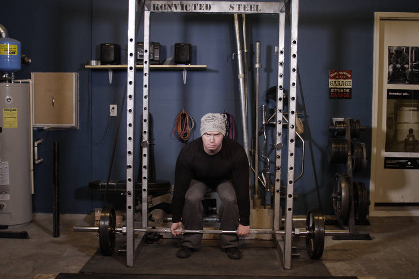 Reverse Band Deadlift — start position