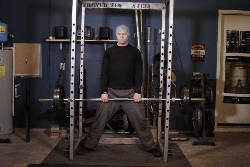 Reverse Band Sumo Deadlift — end position