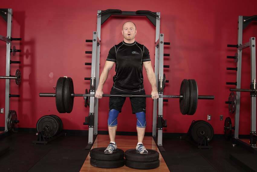 Romanian Deadlift from Deficit — start position