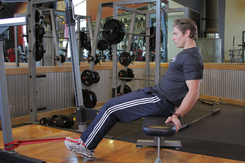 Seated Band Hamstring Curl — start position