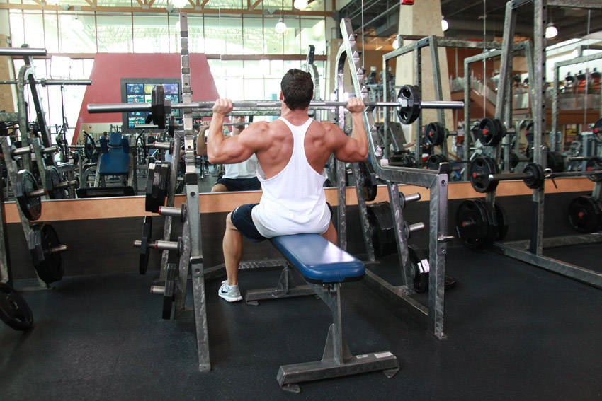 Seated Barbell Military Press — start position