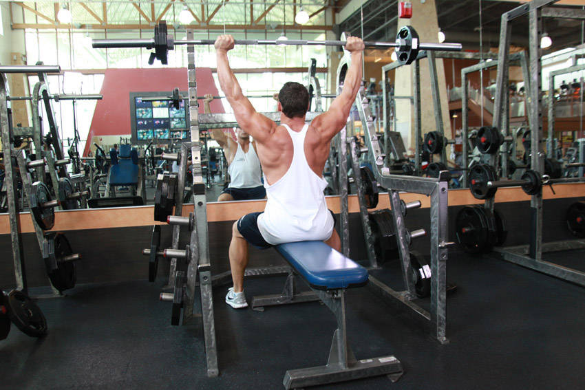 Seated Barbell Military Press — end position